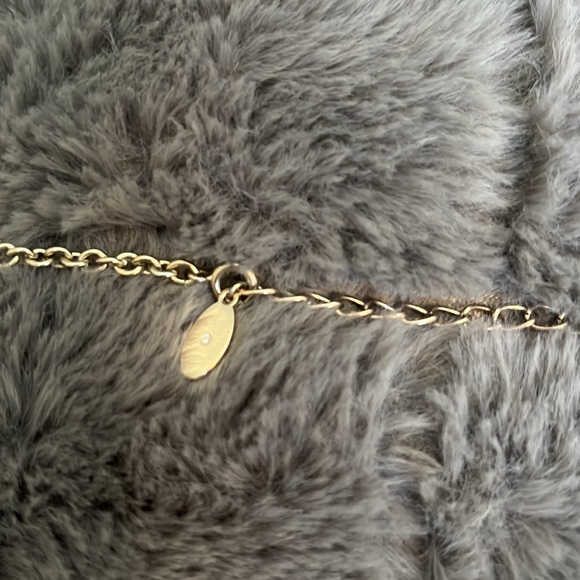 Ann Taylor necklace. Light gold chain with olive, clear and gold stone. 20.5” - Picture 6 of 7